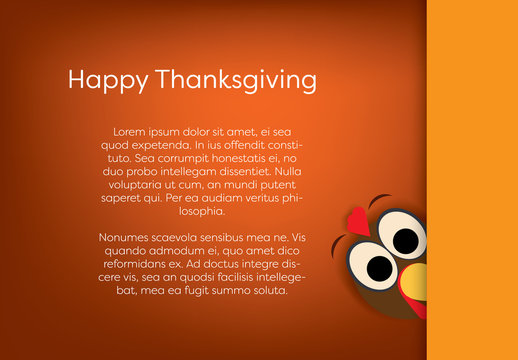 Cartoon Turkey Thanksgiving Card Layout 1