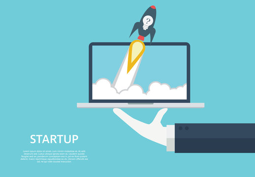 "Startup" Rocket Ship Illustration