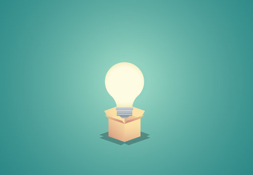 Lightbulb in Box Illustration