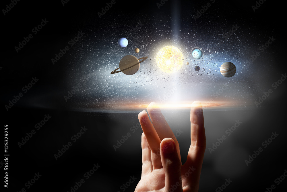 Canvas Prints system of planets . mixed media
