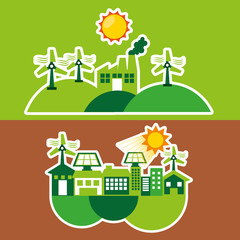 ecological alternative energy green vector illustration design