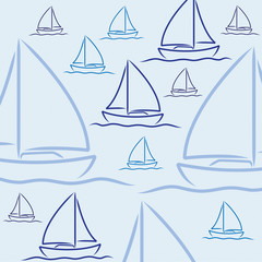 Hand drawn sailing boat pattern in vector format.