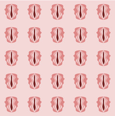 Abstract red pink tile able pattern with yoni motif