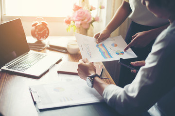 Close-up of  Team Business people discussing a financial plan at