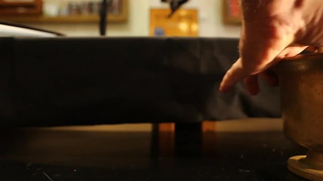 Grinding Spices in an Old Spice Grinder Dolly Shot