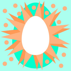Clear white egg with orange green radiant border with spots