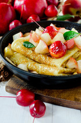 Thin Crepes with caramelized apples