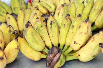 Ripe yellow bananas ,Fresh organic Banana on wooden background