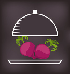 tray server with vegetable menu vector illustration design