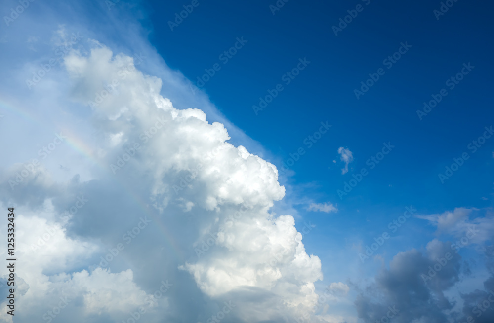 Wall mural white fluffy clouds in the blue sky