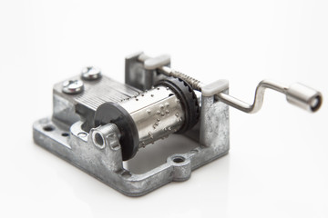 Music mechanism for music box DIY. Hand cranked music box, a melody toy. 