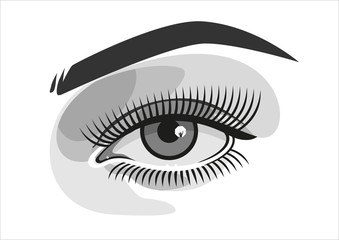 Realistic woman eye with makeup, graphics