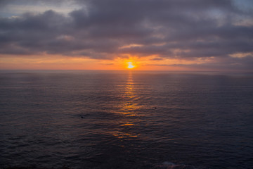Sea Sunset cloudy sky Orange Horizon 