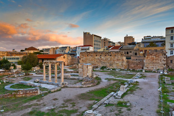 Fototapeta na wymiar Ancient ruins in city of Athens, Greece.
