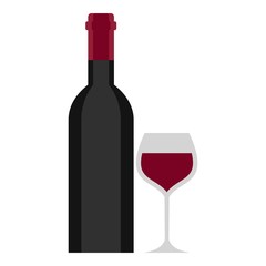 Bottle and glass icon. Cartoon illustration of bottle and glass vector icon for web