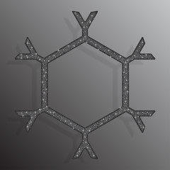 Frame Silver Sequins Snowflake. Glitter, Sparkle.