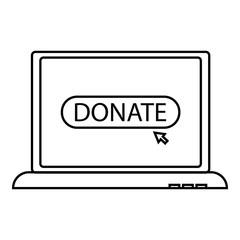 Online donation icon. Outline illustration of online donation vector icon for web