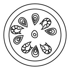 Pizza with shrimp icon. Outline illustration of pizza with shrimp vector icon for web