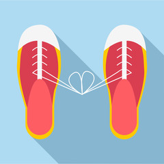 Tied laces on shoes icon. Flat illustration of tied laces on shoes vector icon for web