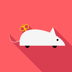 Clockwork mouse icon. Flat illustration of clockwork mouse vector icon for web