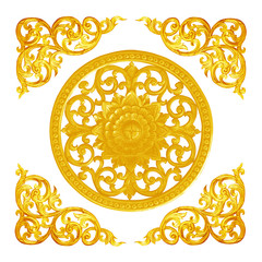 Fototapeta premium Pattern of flower carved for decoration isolated on white backg