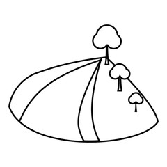 Field with trees icon. Outline illustration of field with trees vector icon for web