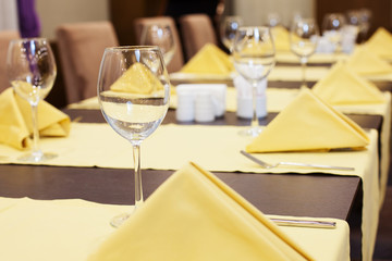 Yellow Restaurant table setting with wine glass 4