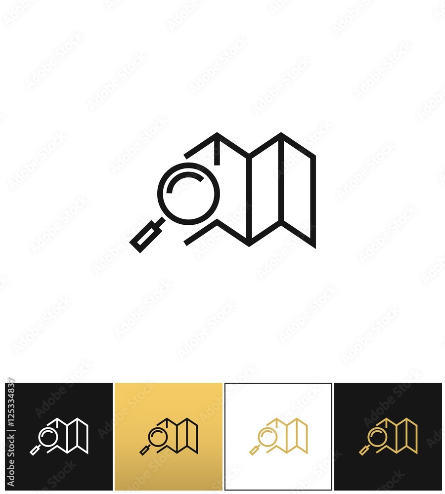 Poster navigation map and road search vector icon