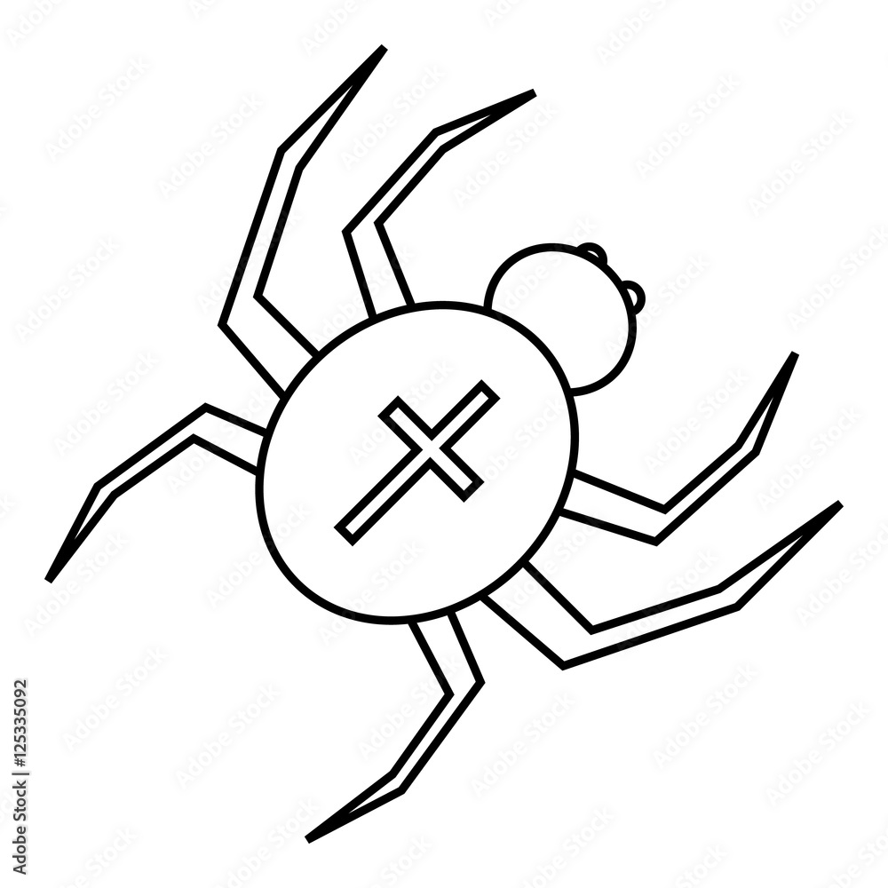 Wall mural spider with cross on back icon. outline illustration of spider with cross on back vector icon for we - Wall murals