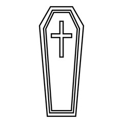 Coffin icon. Outline illustration of coffin vector icon for web