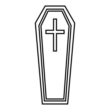 Coffin icon. Outline illustration of coffin vector icon for web