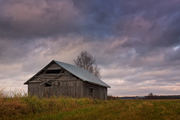 Old Barn House Under The Autumn Skies