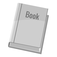 Book icon. Gray monochrome illustration of book vector icon for web