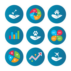 Helping hands icons. Protection and insurance.