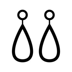 Isolated glamour earrings image. Earrings icon - woman jewelry accessory silhoette. Luxury earrings jewelry. Vector illustration on white background.
