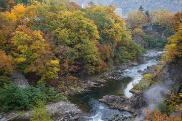Jozankei, Toyohira river, Hokkaido, Japan in the autumn season