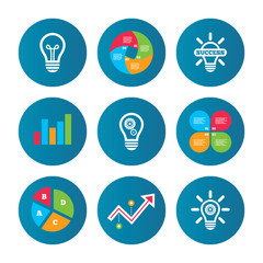 Light lamp icons. Energy saving symbols.