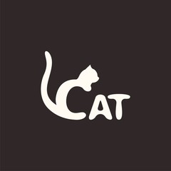 logo cat. Letter C made like a cat. Vector design logo. Vector illustration