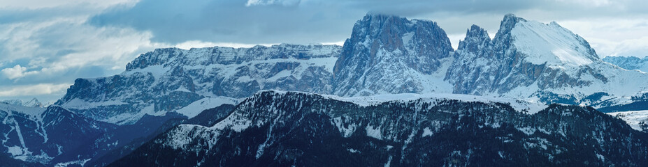 Winter Dolomite mountain panorama