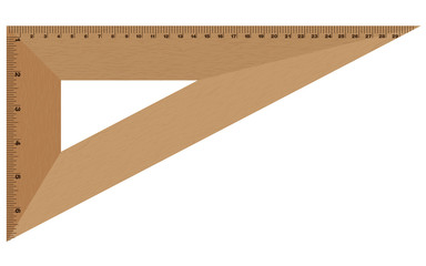 Wooden ruler isolated on white background.