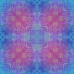 Cotton colorful embroidery background for scrapbook, top view. Collage with mirror reflection....