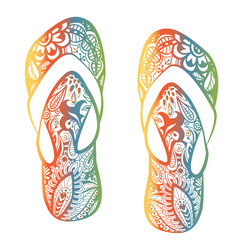 Stylized image of patterned pair of flip flops
