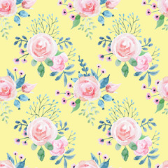 Fototapeta na wymiar Watercolor floral pattern