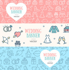 Wedding Banner Flyer Horizontal Set. Vector
