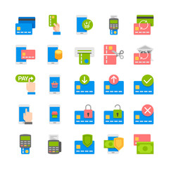 Mobile payment banking flat icons