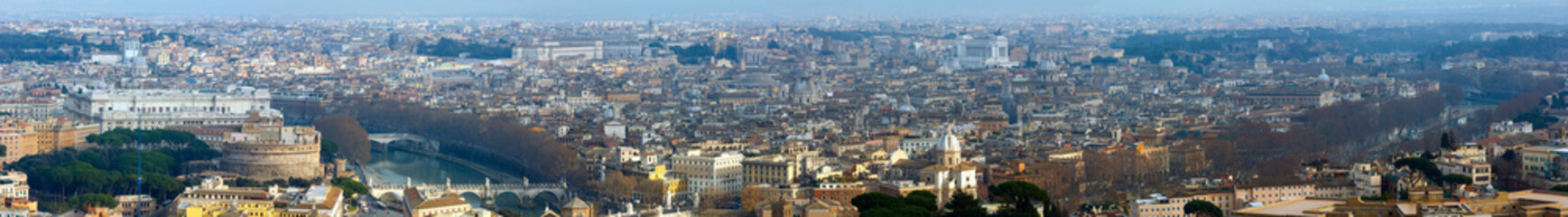 Fototapeta na wymiar Rome city top panorama, Italy.