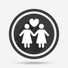 Couple sign icon. Woman love woman. Lesbians.