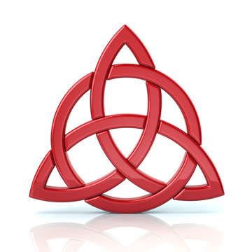 3d illustration of red celtic trinity knot