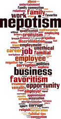Obraz premium Nepotism word cloud concept. Vector illustration