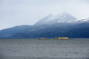 The Beagle channel in the national Park of Tierra del Fuego.